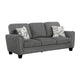 Loi Sofa w 2 Pillows | Flared Arms | Dark Gray Chenille | Black 85"