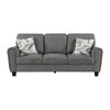 Loi Sofa w 2 Pillows | Flared Arms | Dark Gray Chenille | Black 85"