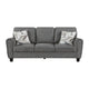 Loi Sofa w 2 Pillows | Flared Arms | Dark Gray Chenille | Black 85"