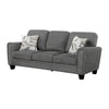 Loi Sofa w 2 Pillows | Flared Arms | Dark Gray Chenille | Black 85"