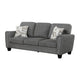 Loi Sofa w 2 Pillows | Flared Arms | Dark Gray Chenille | Black 85"