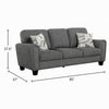 Loi Sofa w 2 Pillows | Flared Arms | Dark Gray Chenille | Black 85"