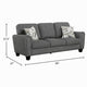 Loi Sofa w 2 Pillows | Flared Arms | Dark Gray Chenille | Black 85"