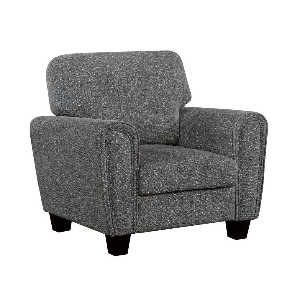 Loi Accent Chair | Flared Arms | Foam Cushions | Dark Gray Chenille | Black