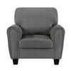 Loi Accent Chair | Flared Arms | Foam Cushions | Dark Gray Chenille | Black