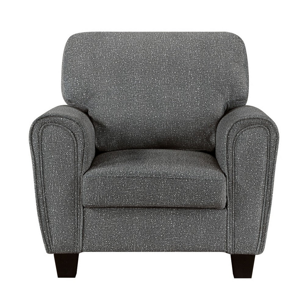 Loi Accent Chair | Flared Arms | Foam Cushions | Dark Gray Chenille | Black