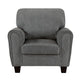 Loi Accent Chair | Flared Arms | Foam Cushions | Dark Gray Chenille | Black