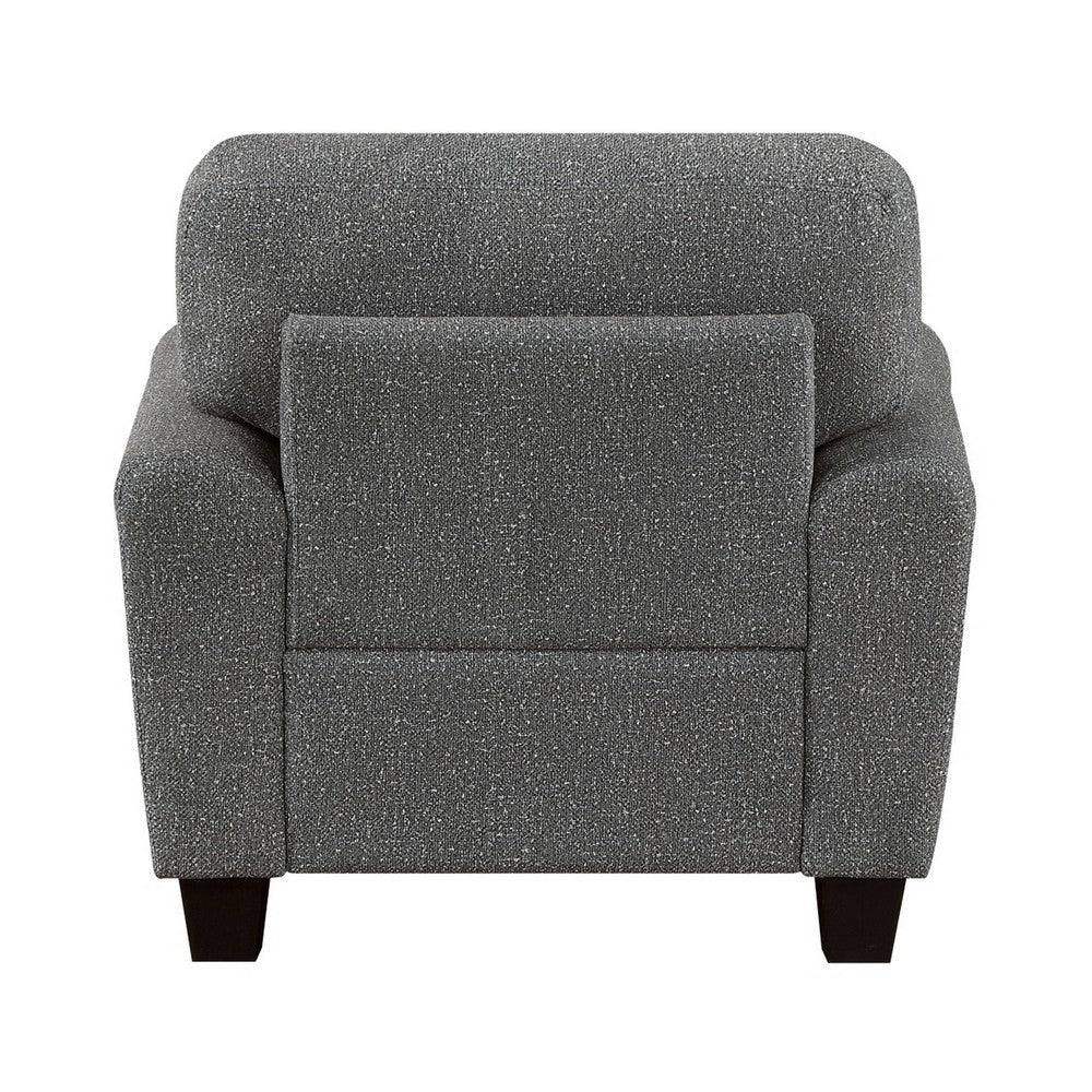 Loi Accent Chair | Flared Arms | Foam Cushions | Dark Gray Chenille | Black
