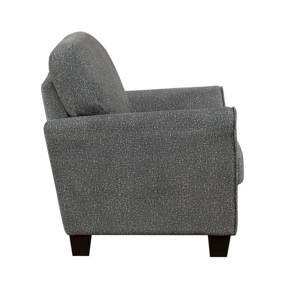 Loi Accent Chair | Flared Arms | Foam Cushions | Dark Gray Chenille | Black