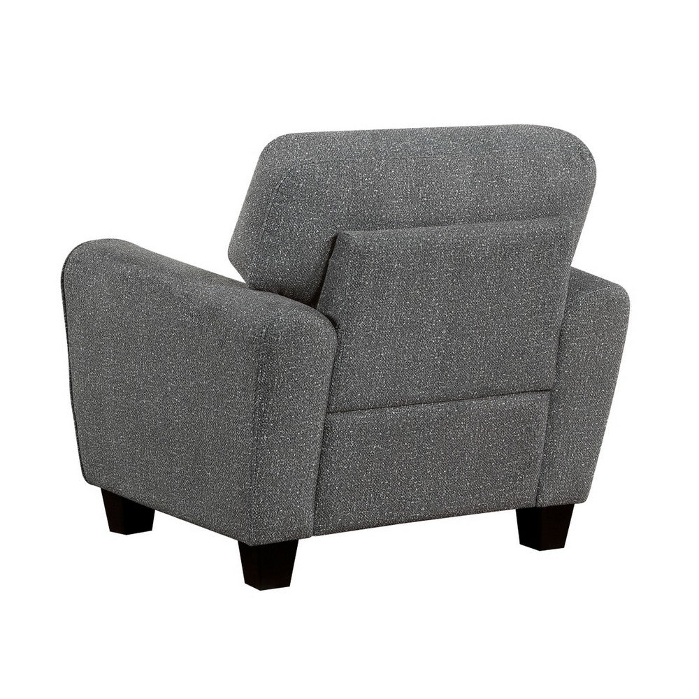 Loi Accent Chair | Flared Arms | Foam Cushions | Dark Gray Chenille | Black