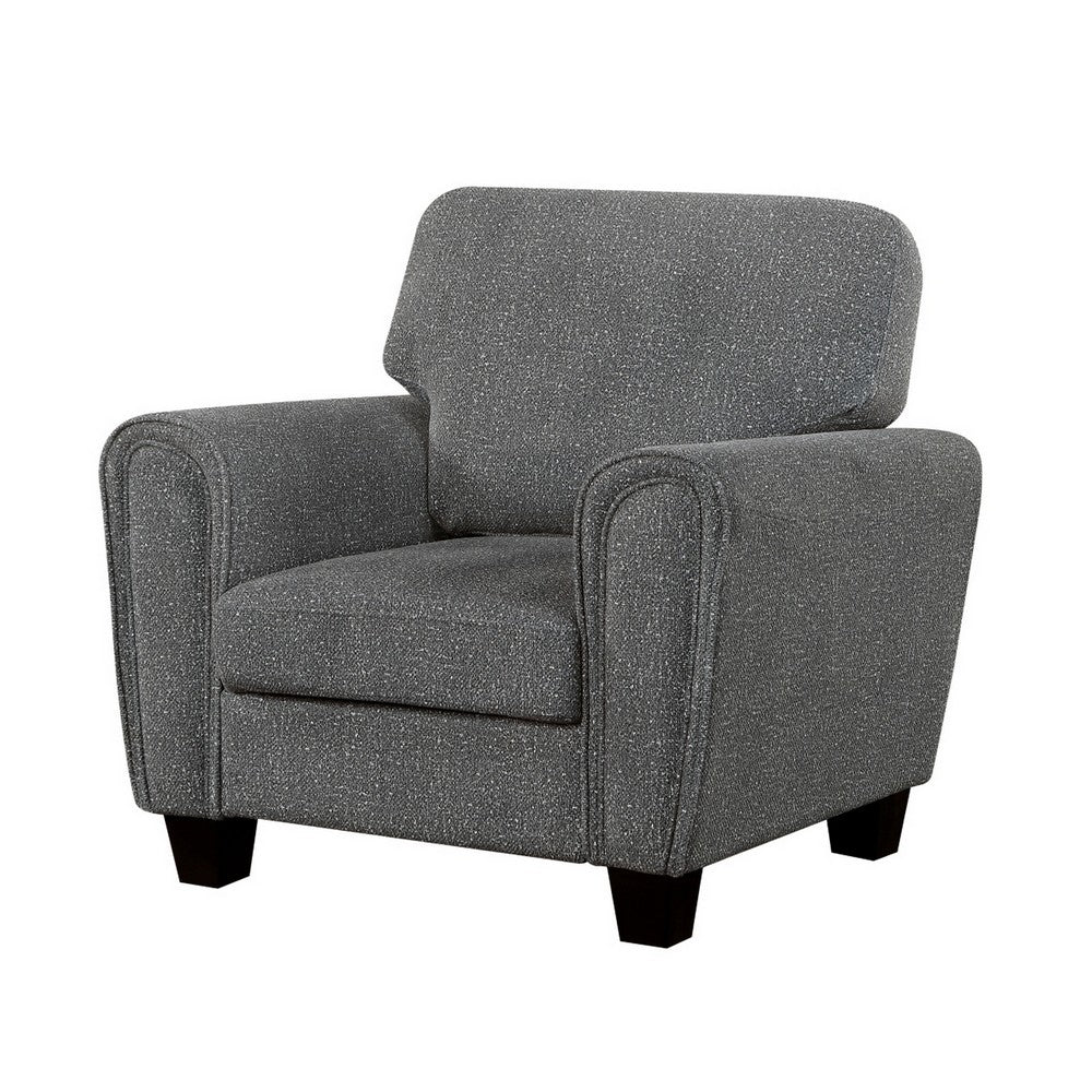 Loi Accent Chair | Flared Arms | Foam Cushions | Dark Gray Chenille | Black