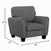 Loi Accent Chair | Flared Arms | Foam Cushions | Dark Gray Chenille | Black