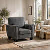Loi Accent Chair | Flared Arms | Foam Cushions | Dark Gray Chenille | Black