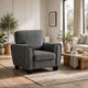 Loi Accent Chair | Flared Arms | Foam Cushions | Dark Gray Chenille | Black