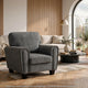 Loi Accent Chair | Flared Arms | Foam Cushions | Dark Gray Chenille | Black