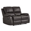 Drake Manual Double Reclining Loveseat | Foam Cushions | Brown Faux Leather