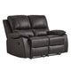 Drake Manual Double Reclining Loveseat | Foam Cushions | Brown Faux Leather