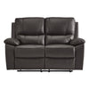 Drake Manual Double Reclining Loveseat | Foam Cushions | Brown Faux Leather