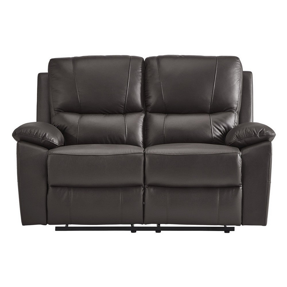 Drake Manual Double Reclining Loveseat | Foam Cushions | Brown Faux Leather