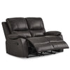 Drake Manual Double Reclining Loveseat | Foam Cushions | Brown Faux Leather