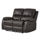 Drake Manual Double Reclining Loveseat | Foam Cushions | Brown Faux Leather