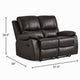 Drake Manual Double Reclining Loveseat | Foam Cushions | Brown Faux Leather