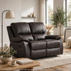 Drake Manual Double Reclining Loveseat | Foam Cushions | Brown Faux Leather