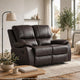 Drake Manual Double Reclining Loveseat | Foam Cushions | Brown Faux Leather
