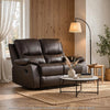 Drake Manual Double Reclining Loveseat | Foam Cushions | Brown Faux Leather