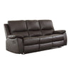 Drake Manual Double Reclining Sofa | Foam Cushions | Brown Faux Leather