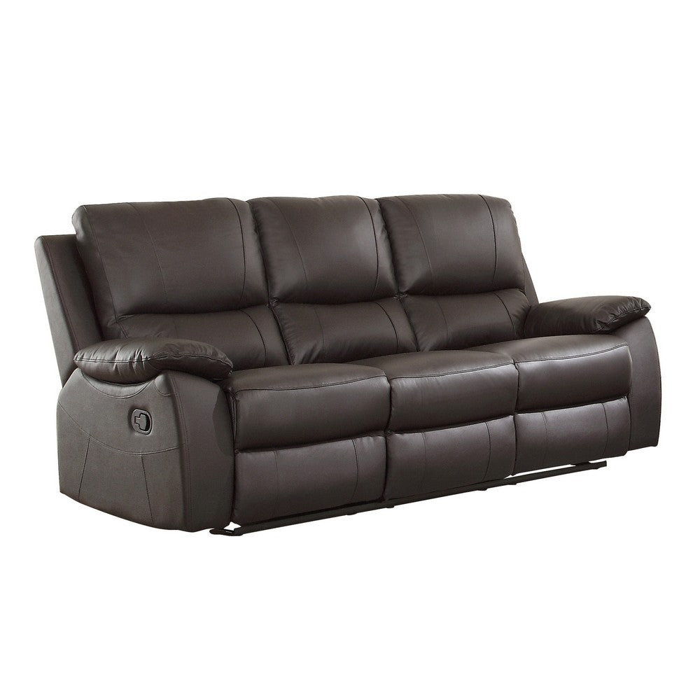 Drake Manual Double Reclining Sofa | Foam Cushions | Brown Faux Leather