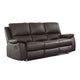 Drake Manual Double Reclining Sofa | Foam Cushions | Brown Faux Leather