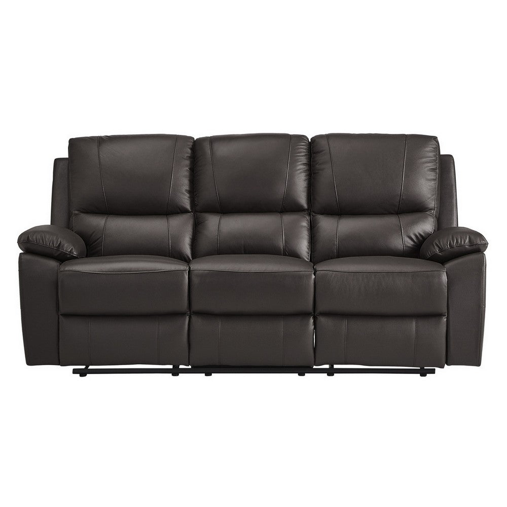 Drake Manual Double Reclining Sofa | Foam Cushions | Brown Faux Leather