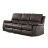 Drake Manual Double Reclining Sofa | Foam Cushions | Brown Faux Leather