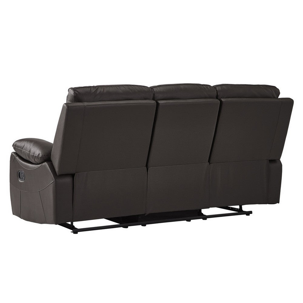 Drake Manual Double Reclining Sofa | Foam Cushions | Brown Faux Leather