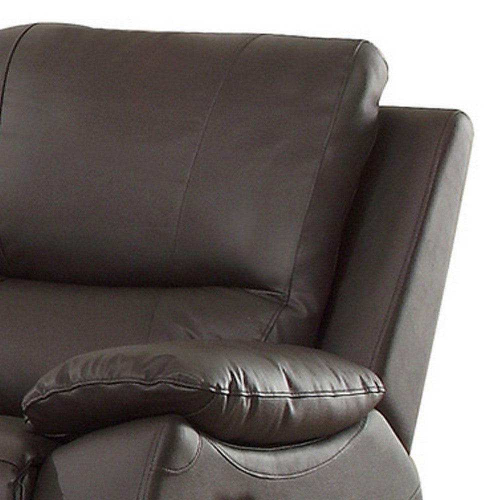 Drake Manual Double Reclining Sofa | Foam Cushions | Brown Faux Leather