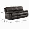 Drake Manual Double Reclining Sofa | Foam Cushions | Brown Faux Leather
