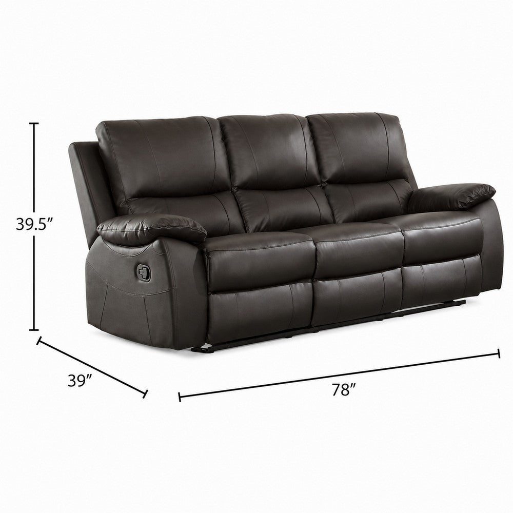 Drake Manual Double Reclining Sofa | Foam Cushions | Brown Faux Leather