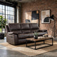 Drake Manual Double Reclining Sofa | Foam Cushions | Brown Faux Leather
