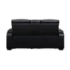 Fiya Power Double Reclining LED Loveseat | USB Ports | Black Faux Leather