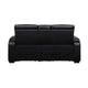 Fiya Power Double Reclining LED Loveseat | USB Ports | Black Faux Leather