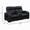 Fiya Power Double Reclining LED Loveseat | USB Ports | Black Faux Leather