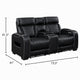 Fiya Power Double Reclining LED Loveseat | USB Ports | Black Faux Leather