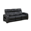 Fiya Power Double Reclining LED Sofa | USB Ports | Black Faux Leather