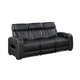 Fiya Power Double Reclining LED Sofa | USB Ports | Black Faux Leather