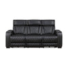 Fiya Power Double Reclining LED Sofa | USB Ports | Black Faux Leather