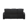 Fiya Power Double Reclining LED Sofa | USB Ports | Black Faux Leather