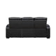 Fiya Power Double Reclining LED Sofa | USB Ports | Black Faux Leather