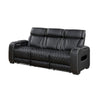Fiya Power Double Reclining LED Sofa | USB Ports | Black Faux Leather