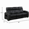 Fiya Power Double Reclining LED Sofa | USB Ports | Black Faux Leather